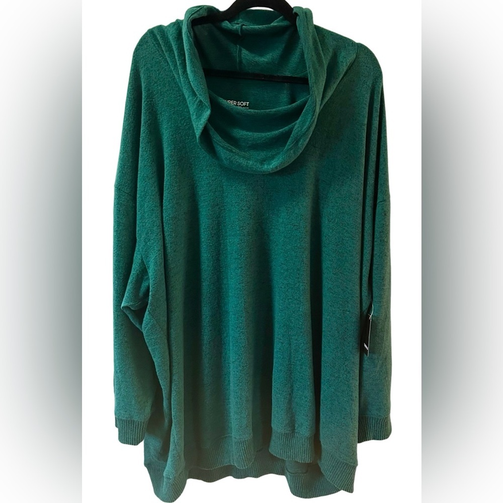 Torrid Super Soft Plush Cowl Neck Tunic Sweater 5X Botanical Green NWT Plus Size